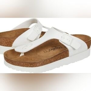 Birkenstock Papillio Gizeh White Platform Thong Sandal Size 37